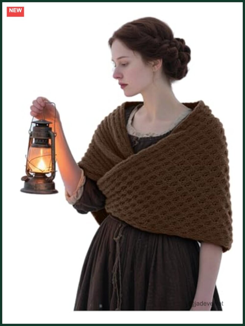 Knitted Acrylic Sontag Shawl Triangle Sweater Wrap Openwork Back Tie Closure